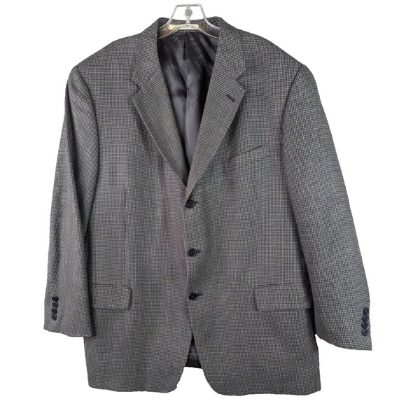 Joseph Abboud Nordstrom Sports Jacket Men's 46R Silk Wool Blend Gray Houndstooth - Picture 1 of 13